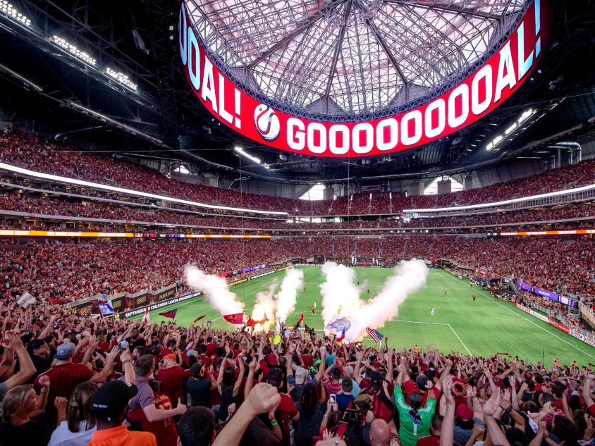 Atlanta United game at Mercedes-Benz Stadium in Atlanta. Photo by Ben Galland