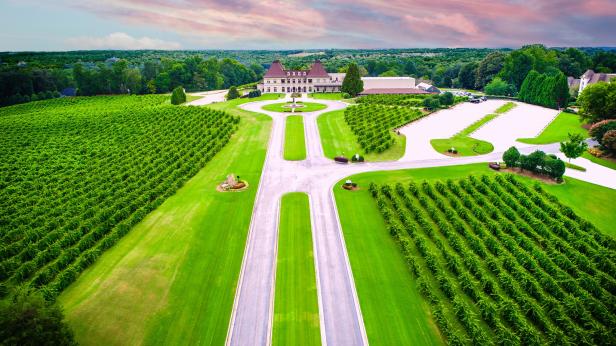 Aerial view of Chateau Elan Winery in Braselton, Georgia