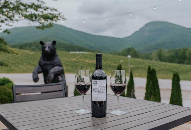 Wine at Yonah Mountain Vineyards in Cleveland, Georgia
