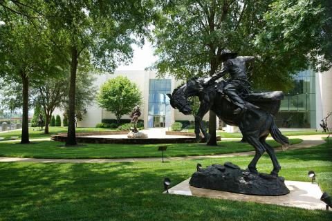 Sculpture on lawn outside Booth Western Art Museum in Cartersville, Georgia
