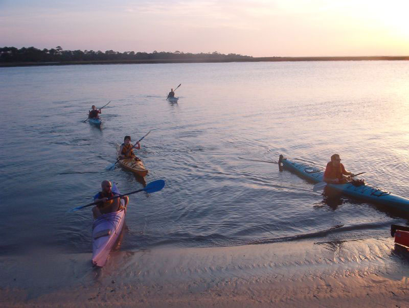Group kayaking in Savannah