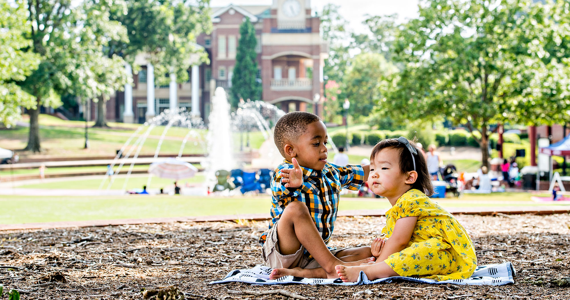 Children in Duluth Town Green in Duluth, Georgia