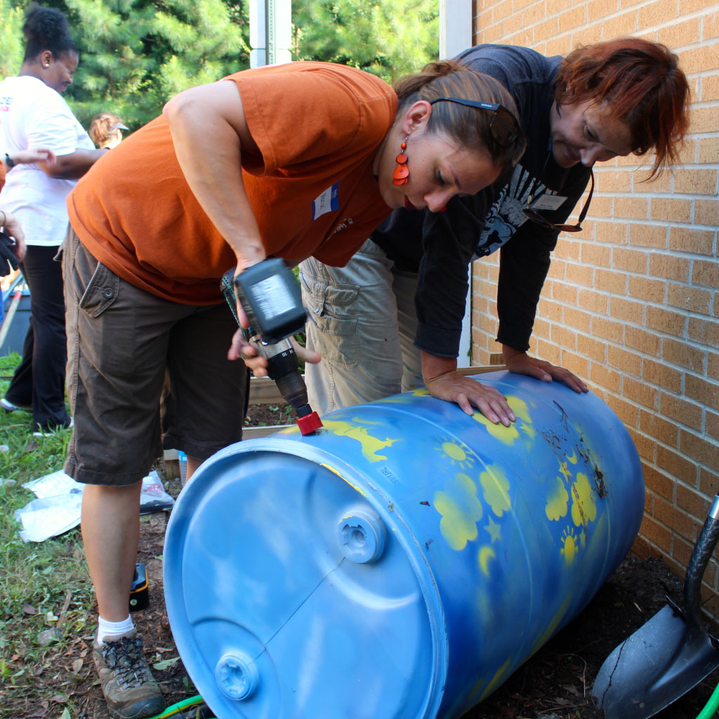 Making rain barrels for Chattahoochee Riverkeeper