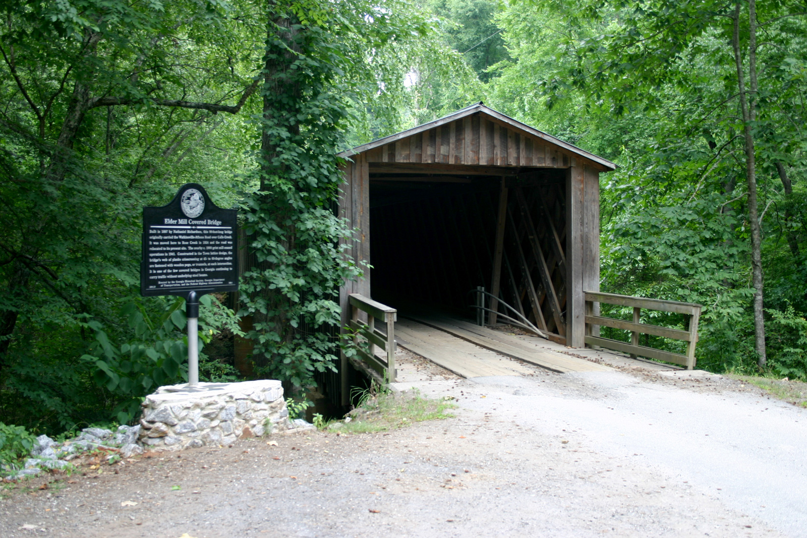 Built in 1897, Elder Mill Covered Bridge in Watkinsville is one of only 13 functional covered bridges left in Georgia.
