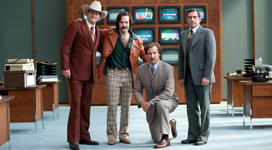 David Koechner, Paul Rudd, Will Ferrell and Steve Carell star in Anchorman 2