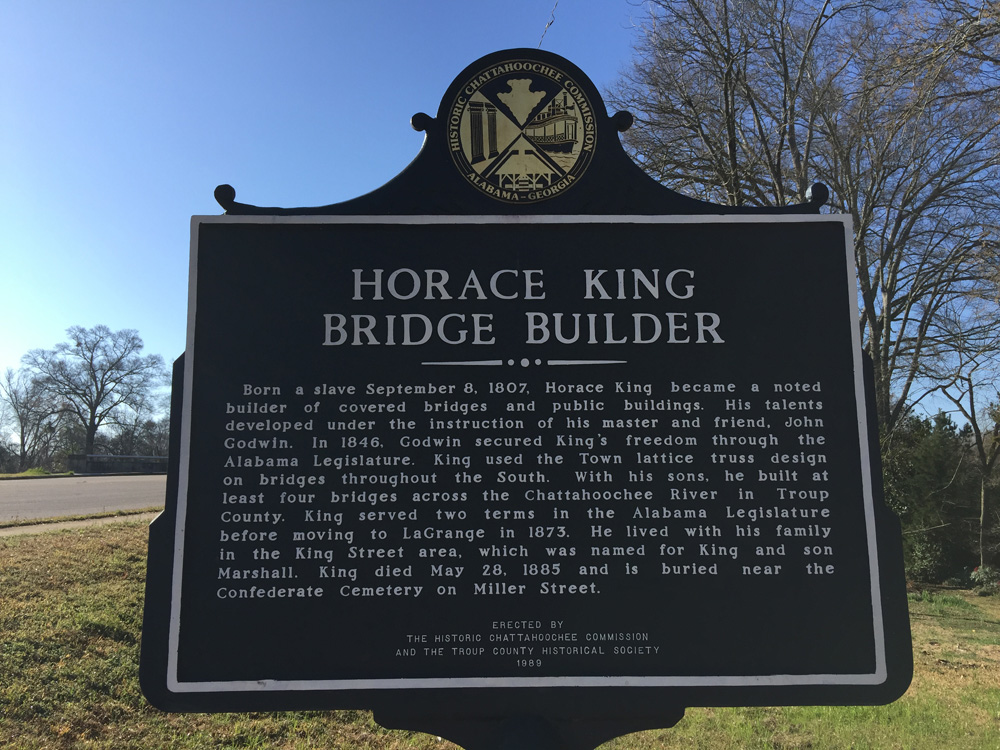 Horace King, a master bridge builder and architect, is buried in LaGrange.
