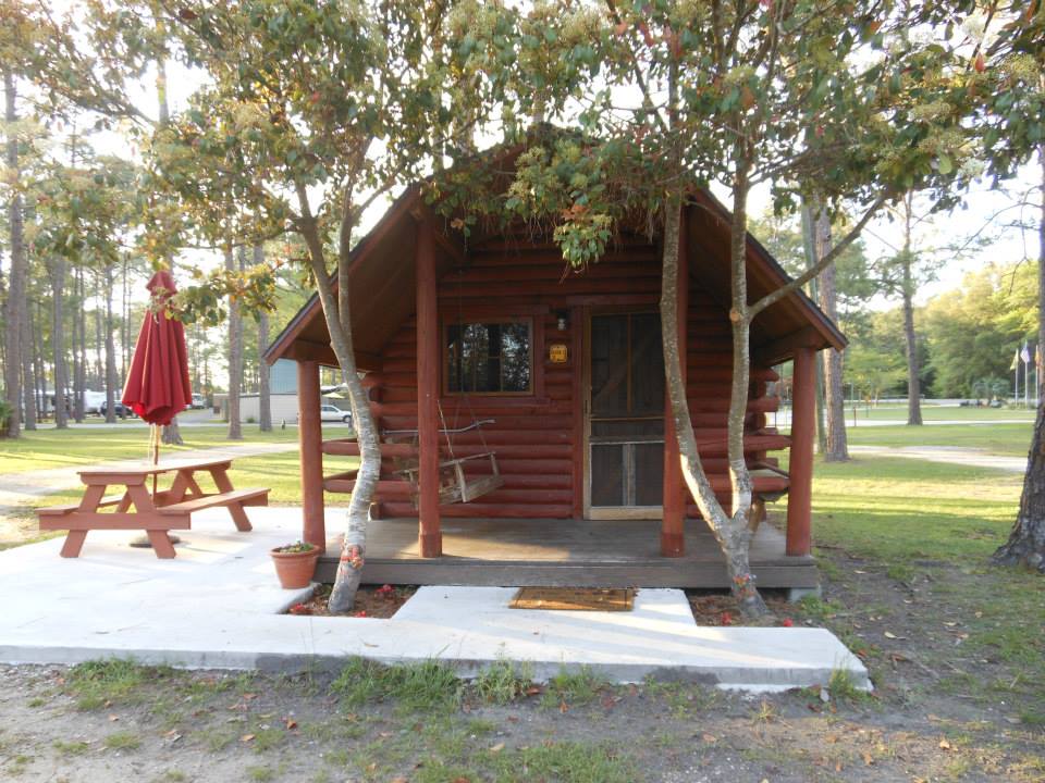 Camping cabin at the Jacksonville North/St. Marys KOA. Photo from Facebook.