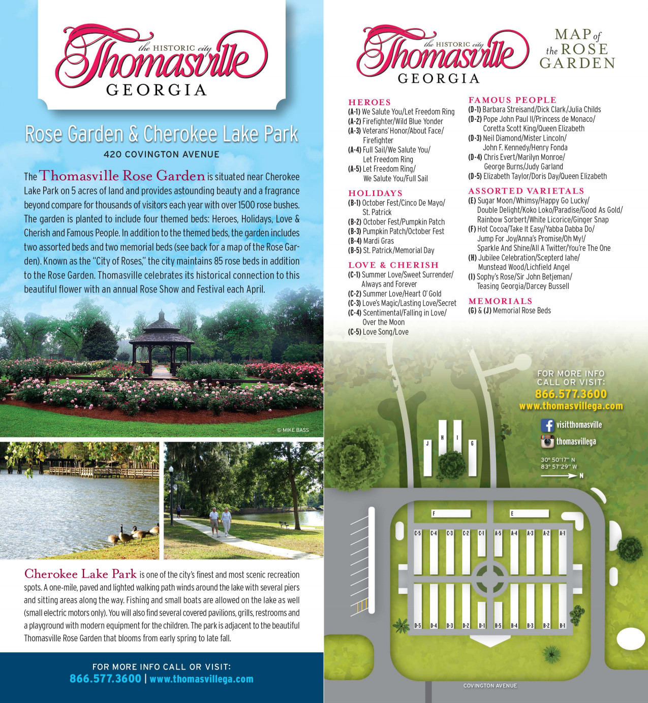 Thomasville Rose Garden and Cherokee Lake Park brochure