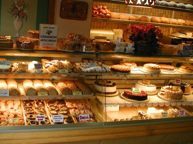 The bakery case at Hofer's of Helen