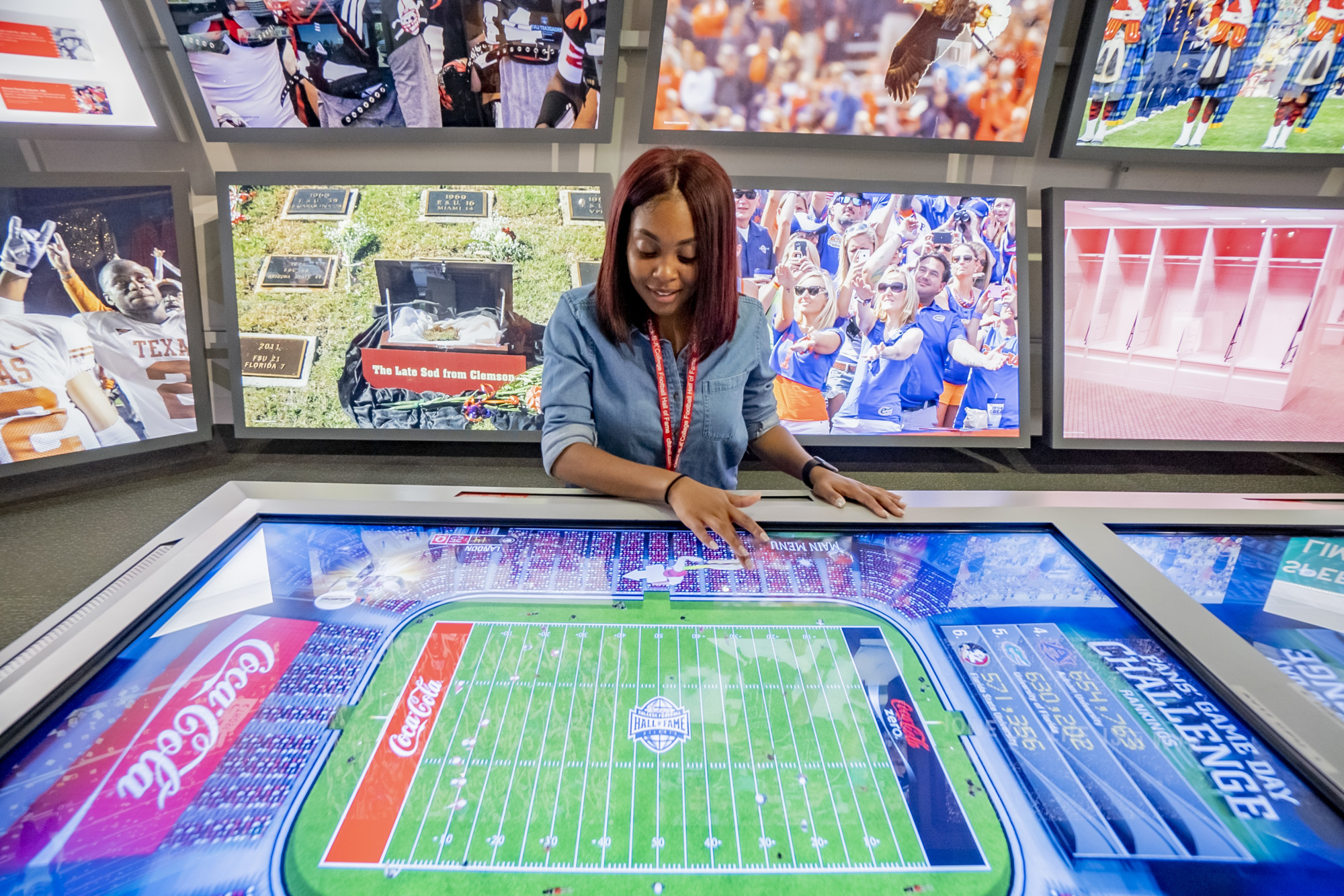 Interactive display at the Chick-fil-A College Football Hall of Fame in Atlanta