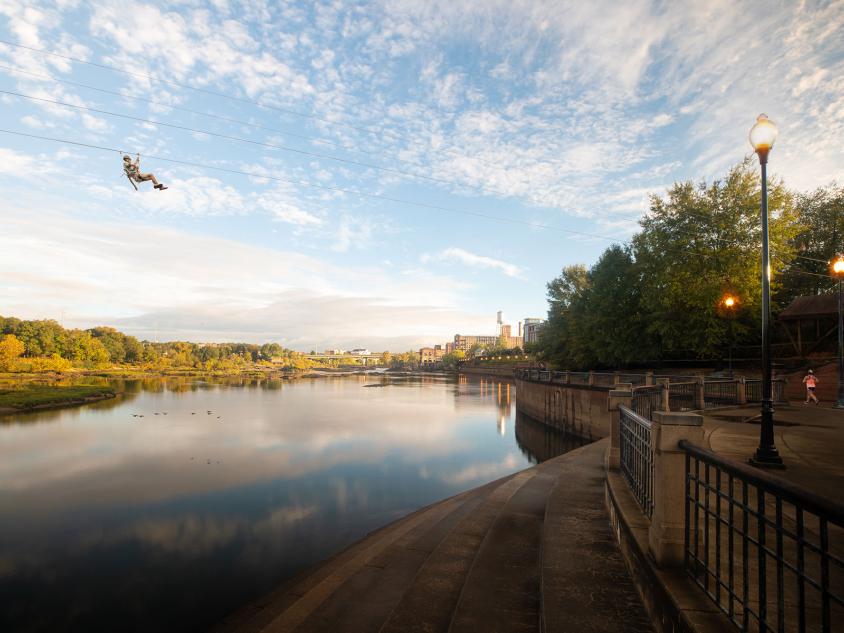 Zipline over the Chattahoochee River in Columbus, Georgia. Photo by Ben Galland