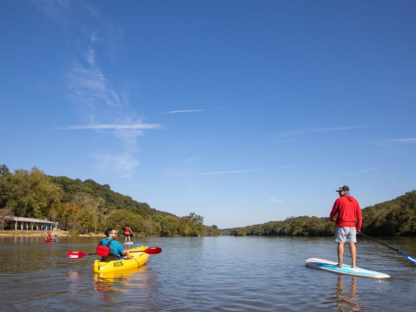 Kayaking and paddleboarding on the Chattahoochee River in metro Atlanta, Georgia