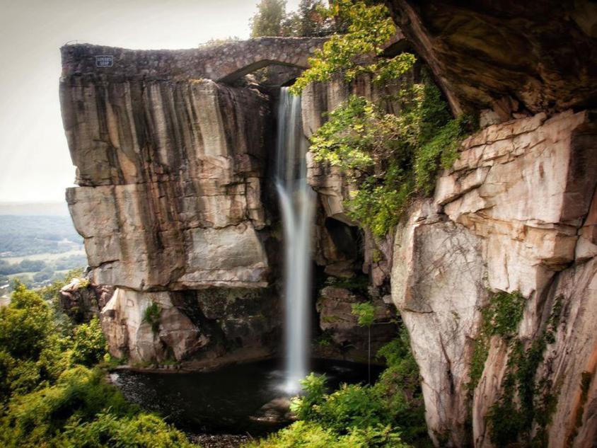 Waterfall at Rock City Gardens in Lookout Mountain, Georgia. Photo by @heatherharkinsphotography
