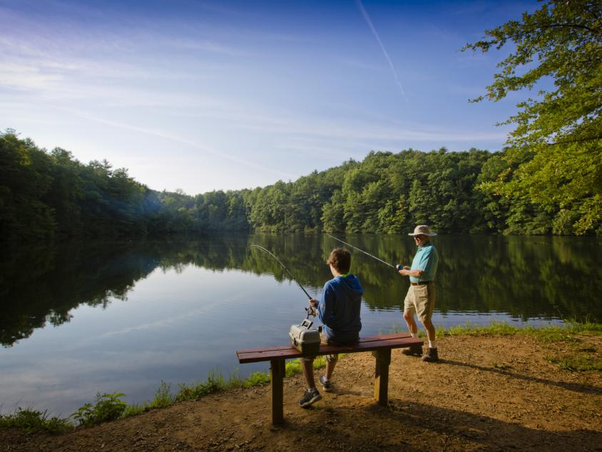 Fishing at Fort Mountain State Park Fishing at Fort Mountain State Park in Chatsworth, Georgia