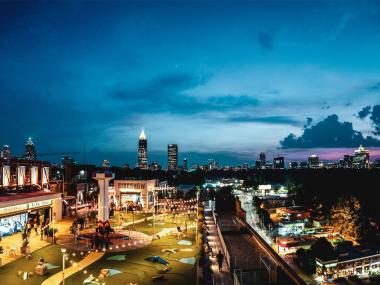 Nighttime view from roof of Ponce City Market in Atlanta, Georgia