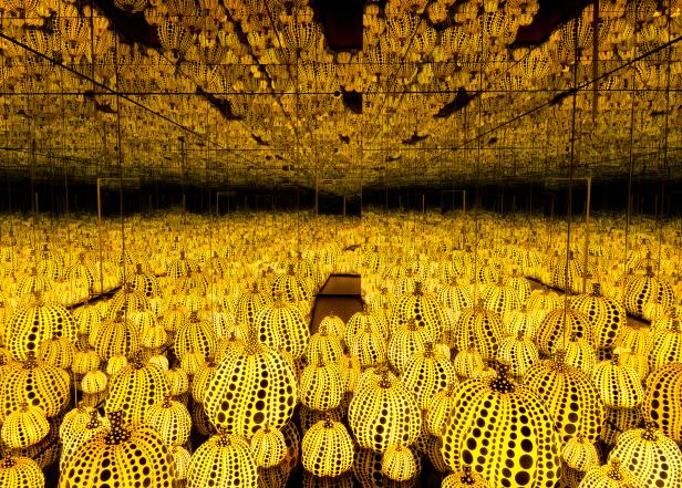 Credit: Yayoi Kusama (Japanese, born 1929), All the Eternal Love I Have for the Pumpkins, 2016, at the Hirshhorn Museum and Sculpture Garden, wood, mirrors, plastic, glass, and LEDs. Collection of the artist. Courtesy of Ota Fine Arts, Tokyo/Singapore and Victoria Miro, London. © Yayoi Kusama. Photo by Cathy Carver.