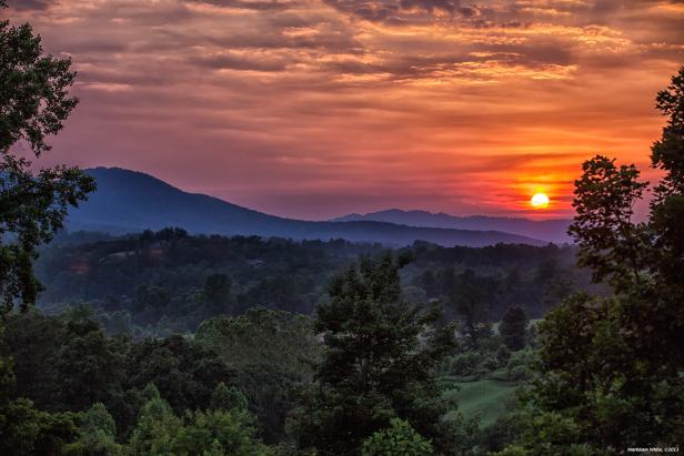 Sunset from Brasstown Valley Resort in Young Harris, Georgia