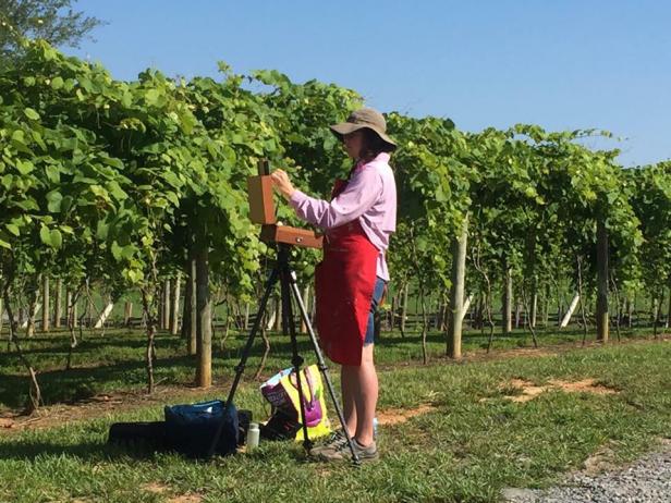 Plein air artist at Chateau Meichtry in Ellijay, Georgia