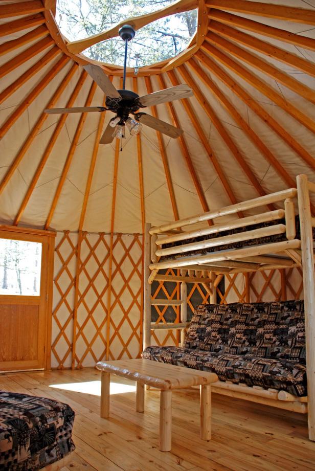 Inside a yurt at Georgia State Parks