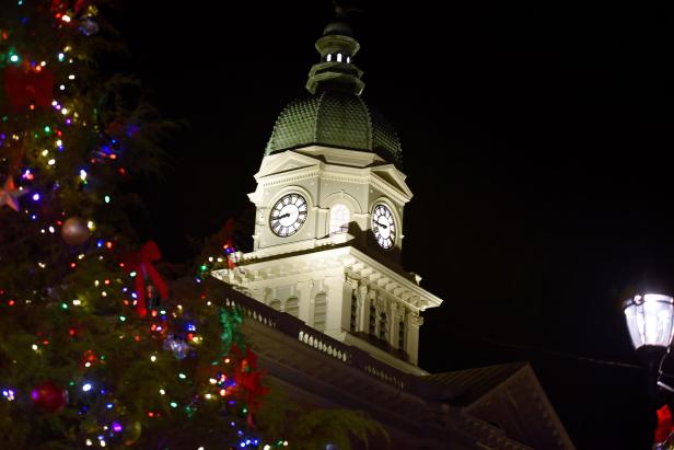 Holiday lights in downtown Athens, Georgia