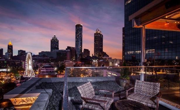Rooftop view from SkyLounge at The Glenn Hotel in Atlanta, Georgia
