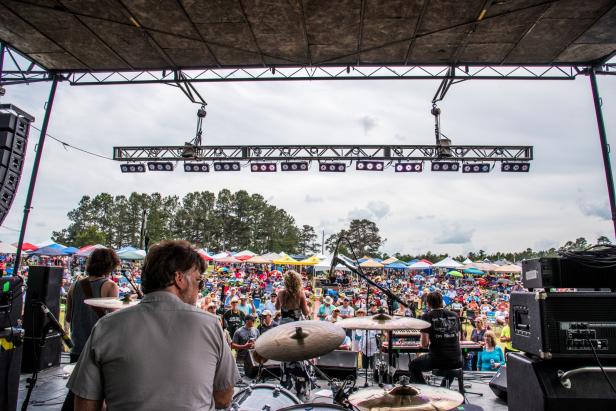 Backstage at the Blind Willie McTell Music Festival in Thomson, Georgia