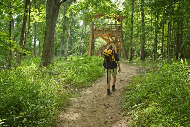 Hiking at Chattahoochee Bend State Park in Newnan, Georgia