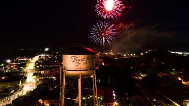 ireworks near the Thomasville water tower