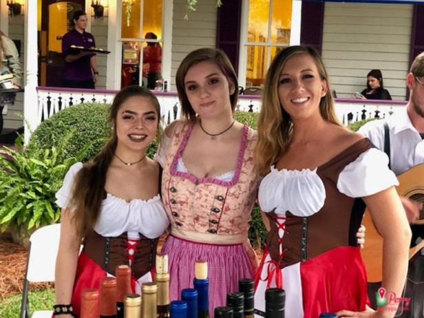Women in traditional attire at Perry Oktoberfest in Perry, Georgia