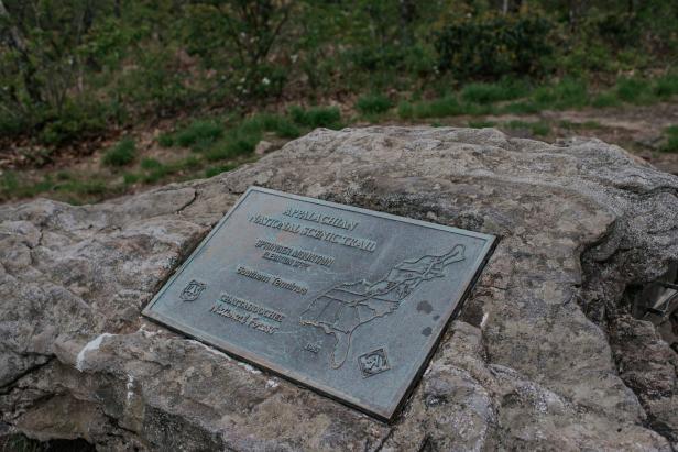 Appalachian Trail plaque on Springer Mountain in Ellijay, Georgia