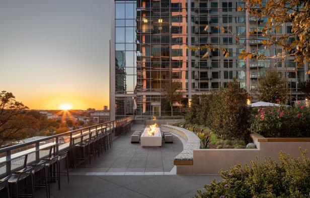 Sunset view from Sky Terrace Overlook at Epicurean Atlanta