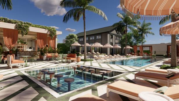 Pool and lounge at Hotel Bardo in Savannah, Georgia