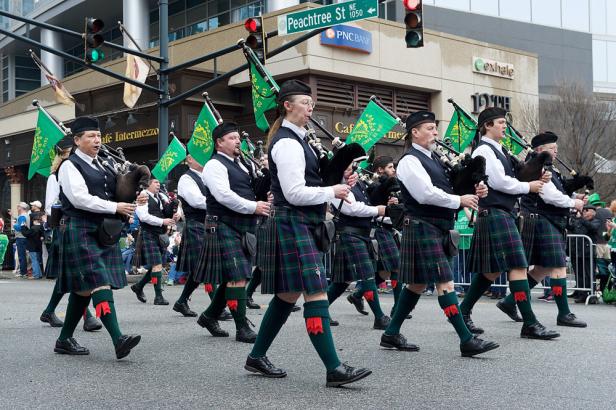Bagpipers at the St. Patrick's Day parade in Atlanta