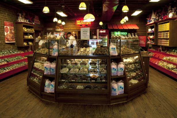 Candy counter at River Street Sweets in Savannah, Georgia