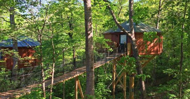 Tree houses at Historic Banning Mills in Whitesburg, Georgia