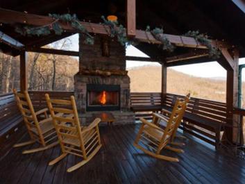 All About the View: Outdoor fireplace overlooking the mountain tops