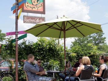 Visitors enjoy freshly roasted, Fair Trade, organic coffee at Cafe Campesino's Americus coffeehouse.