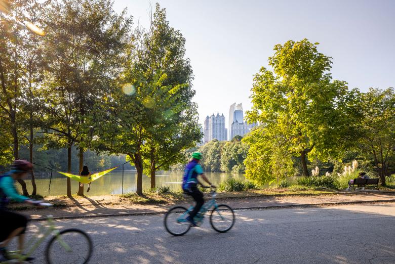 Cyclists in Piedmont Park in Atlanta, Georgia